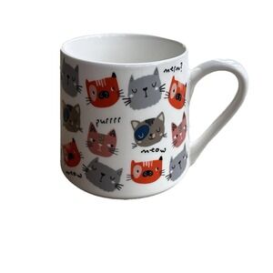 Pfaltzgraff Coffee Mug Cats Purr Meow Cat Print Porcelain 19oz Large Mug